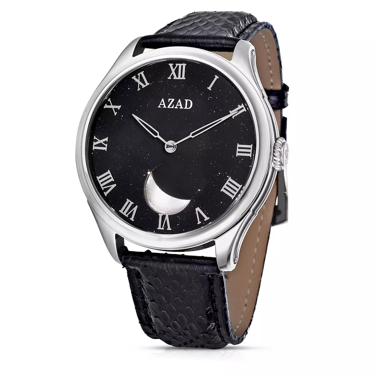 Azad Watch Azad Moon Phase (Black White Diamond Silvery) – Azad Watch