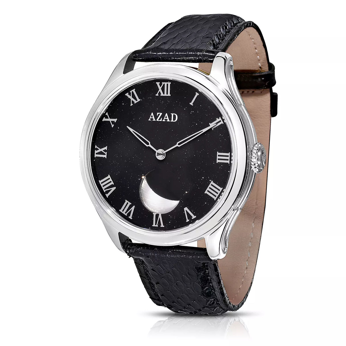 Azad Watch Azad Moon Phase (Black White Diamond Silvery) – Azad Watch