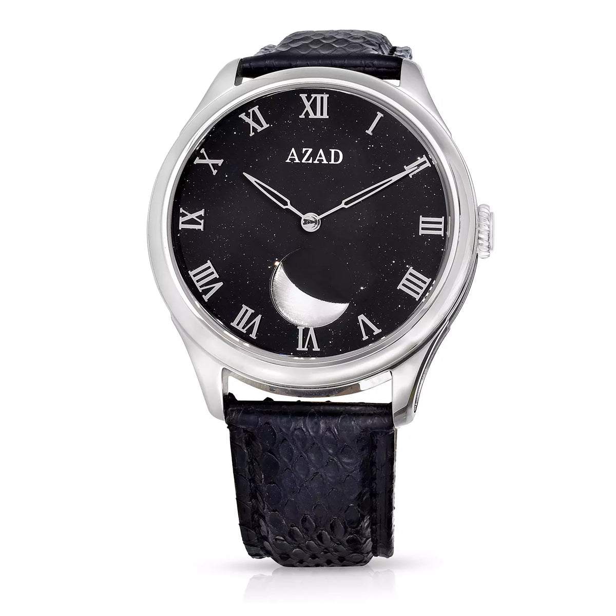 Azad Watch Azad Moon Phase (Black White Diamond Silvery) – Azad Watch